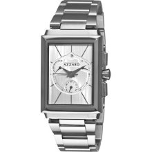 Azzaro Legend Rectangular Chrono Mens Silver Face Retrograde Watch