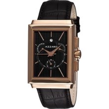 Azzaro Legend Rectangular Chrono Mens Black Face Rose PVD Watch