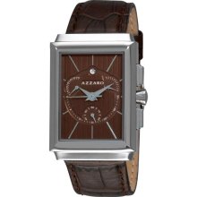 Azzaro Men's 'Legend Rectangular Chrono' Brown Strap Retrograde Watch