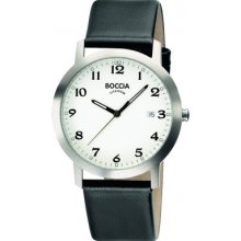 B3544-01 Boccia Mens Titanium White Black Watch