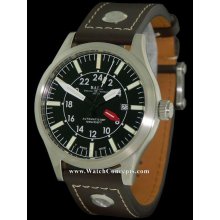 Ball Engineer Master II Aviator GMT 44mm Watch - Black Dial, Leather Strap GM1086C-LJ-BK Sale Authentic Tritium