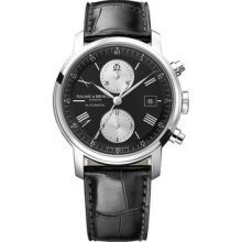 Baume & Mercier Men's Classima Swiss Made Automatic Chronograph Black Leather Strap Watch