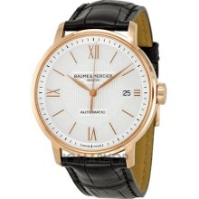 Baume and Mercier Classima Executives Silver Dial Leather Mens Wa ...
