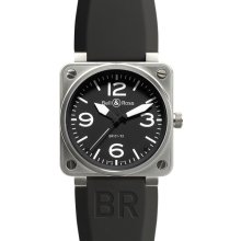Bell & Ross Men's Aviation BR01 Black Dial Watch BR01-96 Steel