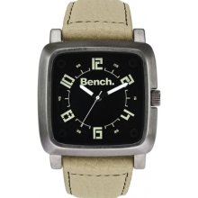 Bench Men's Quartz Strap Watch With Black Dial Analogue Display And Beige Plastic Or Pu Band Bc0400bkbg