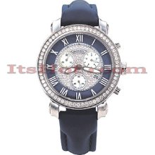 Benny Co Diamond Dial Watch 2.6ct Mens Navy