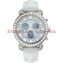 Benny Co Luxury Men Fine Belgian Cut Diamond Watch 3.00ct W 3 Mop Subdials White