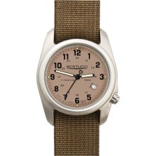 Bertucci A-2T Original Classic Mens Titanium Watch - Dark Khaki Nylon Strap - Sahara Khaki Dial - 12701