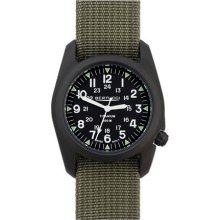 Bertucci A-2T Vintage Black Titanium Watch with Olive Drab Nylon Strap #12028