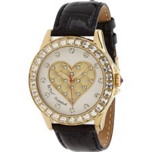 Betsey Johnson Female Gold Quilted Heart Watch - Black