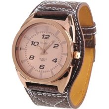 Big Quartz Wrist Watch Leather Strap Girls Women