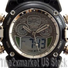Black Mens Multi-fonction Digital Analog Display Sport Wristwatch Us Shipping