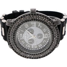 Bling Ice 4 Row Diamond & Chronograph Look Black Watch JoJo/Jo Jino/Joe Rodeo