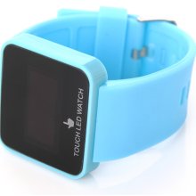 Blue Led Digital Touch Screen Colorful Silicone Date Unisex Sport Wrist Watch
