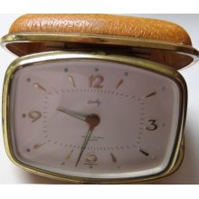 Bradley Gold Made in Germany Alarm Seven Jewels Clock w/ Case