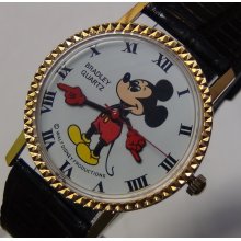 Bradley Mickey Mouse Men's Gold Limited Edition Quartz Swiss Made Watch w/ Box