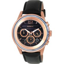 Breil 'Orchestra' Chronograph Leather Strap Watch Black