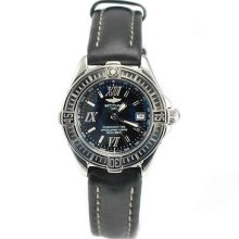 Breitling A67365 Windrider B-class Black Dial Leather Band Steel Women's Watch