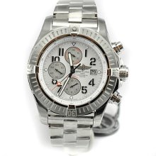 Breitling Super Avenger A13370 White Dial Chronograph Stainless Steel Mens Watch