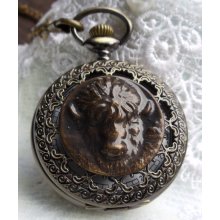 Buffalo pocket watch, Men's buffalo pocket watch in dark bronze