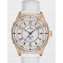 Bulova 16 Diamond Rose Gold Mother Of Pearl Ladies Watch