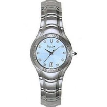 Bulova 96r02 Maestro 22 Diamonds Stainless Steel Blue Dial Ladie's Watch