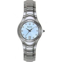 Bulova 96r02 Maestro 22 Diamonds Stainless Steel Blue Dial Ladie's Watch