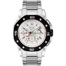 Bulova 98b119 Men's Marine Star White Dial Chronograph Stainless Steel Watch