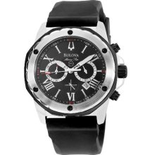 Bulova 98B127 Watch Marine Star Mens - Black Dial Stainless Steel Case Quartz Movement