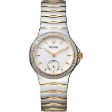 Bulova 98w12 Diamond Two Tone Mother-of-pearl Dial Women's Watch - Great Gift