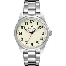 Bulova Casual Collection Men's Stainless Steel Bracelet Cream Dial Watch Promotional