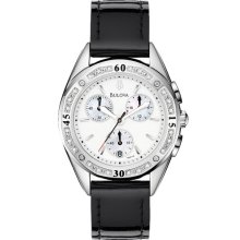 Bulova Diamond Ladies Chronograph Watch White Dial model 96R119