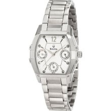 Bulova Diamond White Dial Multifunctions Analog Quartz Womens Watches 96p127