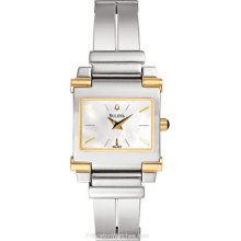 Bulova Ladies Bangle Style Fashion Watch - Stainless & Gold Tone - MOP 98L002