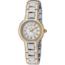 Bulova Ladies Two Tone Rose Gold Silver Dial Watch 98l153