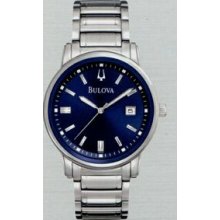 Bulova Men`s Highbridge Stainless Steel Blue Dial Dress Watch