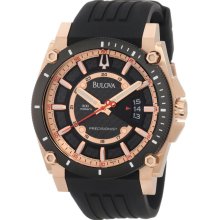 Bulova Mens Precisionist Stainless Watch - Black Rubber Strap - Black Dial - 98B152