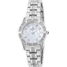 Bulova Women's 96l116 Swarovski Crystal Bracelet Mother Of Pearl Dial Watch