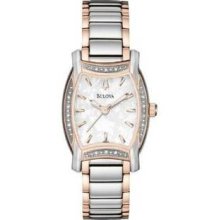 Bulova Women's 98r138 Diamond Case White Dial Bracelet Watch