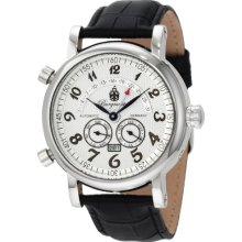 Burgmeister Nevada Bm105-112 Gents Automatic Analogue Wristwatch Black Leather Strap Silver Dial Day Date Month Year