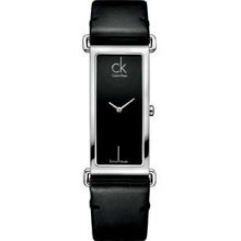 Calvin Klein Ladies Black Dial Black Leather Strap K0123102 Watch