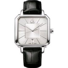 Calvin Klein Men's K1U21120 Black Leather Swiss Quartz Watch with