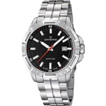 Candino Men's Quartz Watch With Black Dial Analogue Display And Silver Stainless Steel Bracelet C4496/3