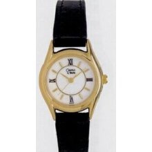 Caravelle By Bulova Gold Ladies Watch W/ Black Band