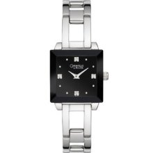 Caravelle Ladies Square Diamond Dress Watch Silver-Tone 43P104