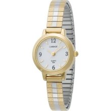 Carriage Womens C7a261 Gold-tone Round Case White Dial Two- Stainless Steel Expa