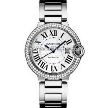 Cartier Ballon Bleu 36mm White Gold Diamond Watch WE9006Z3