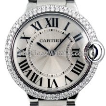 Cartier Ballon Bleu 36mm 18k White Gold Diamond Unisex Watch We9006z3