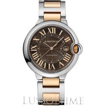 Cartier Ballon Bleu Large Stainless Steel & 18K Pink Gold Chocolate Men's Watch - W6920032