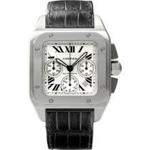 Cartier Men's Santos 100 White Dial Watch W20090X8